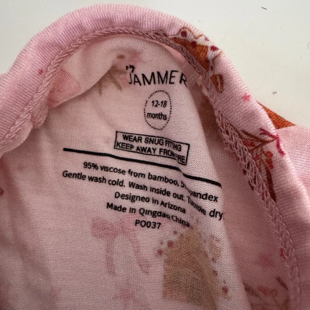 In My‎ Jammers Bamboo Pajamas Zippie Christmas Ginger Bow Pink Sleep 12 18 Mo